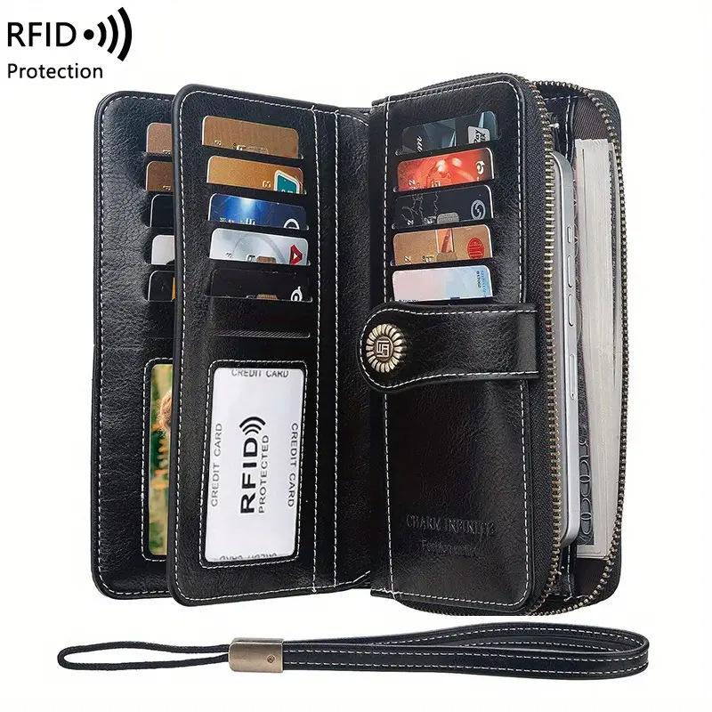 RFID Anti-theft Brush Wallet Long Zipper Women's Wallet European and American Large-capacity Hand-held ID Bag