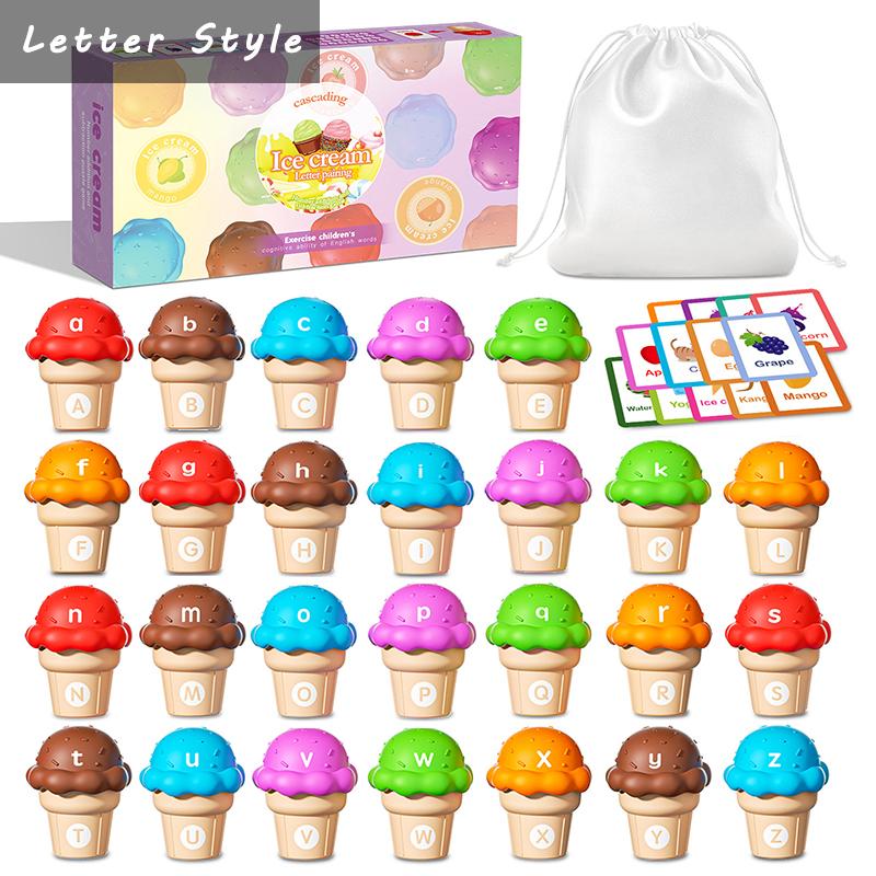 

Children Color Ice Cream Sorting Montessori Toys Letter Number Learning Stacking Matching Sensory Play Counting Educational Game