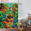 1Pc Forest Cartoon Dinosaur Printed Waterproof Shower Curtain Bathroom Partition Privacy Multiple Sizes 12 Hooks Easy To Install