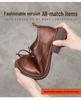 2023 Autumn Women's Genuine Leather Round Toe Lace-Up Flats with Soft Sole and Low Heel