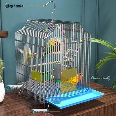 Extra Large Electroplated Stainless Steel Parrot Breeding Cage with Tiger Skin Design