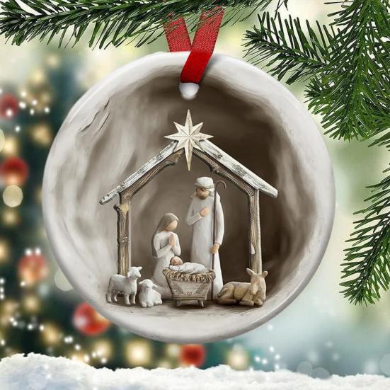 Nativity Scene Christmas Ornaments The Birth of Jesus Christmas Tree Ornaments Religious Holy Family Decor for Christian Gifts