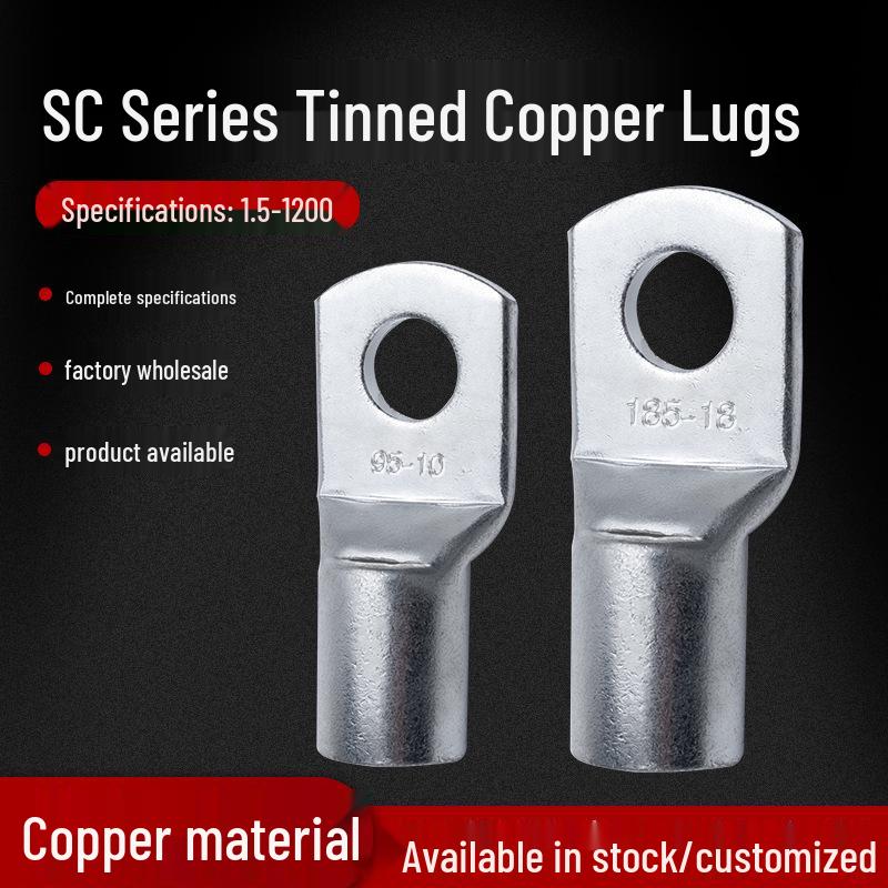 SC Series Thin-Walled Copper Lug Terminal with Peep Hole for Wire Crimping and Connection