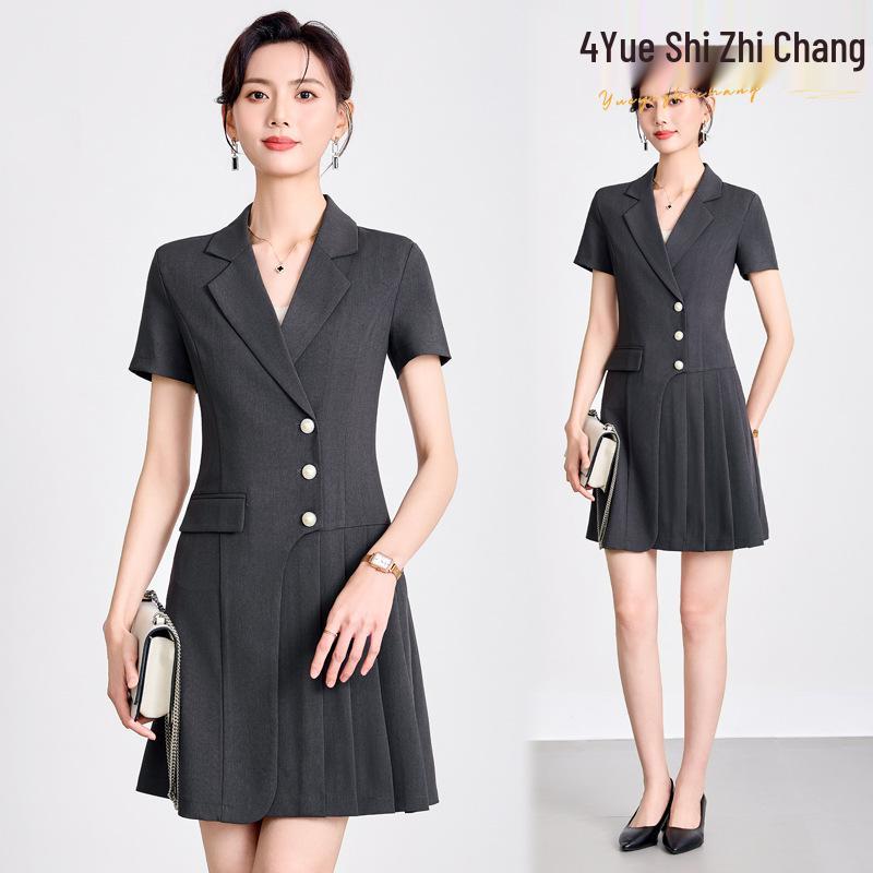 

Женское летнее платье-костюм с коротким рукавом 2025 - Маленький размер, профессиональная рабочая одежда XL