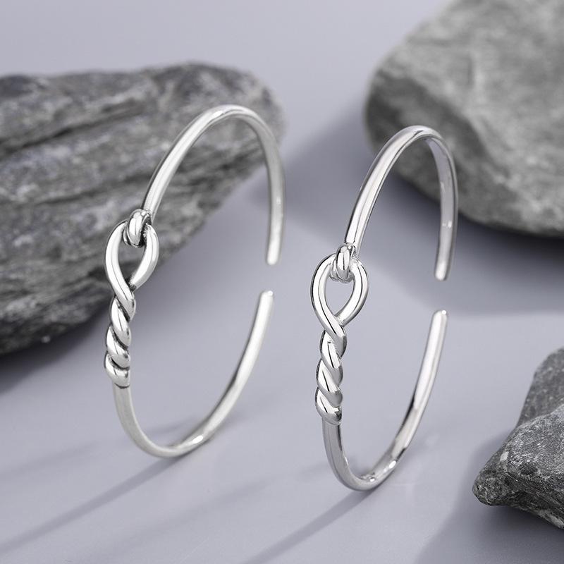 New Simple Knot Bangle With Hollow Out Winding 925 Sterling Silver Jewelry Fashion Personalized Opening Bracelets TYB632