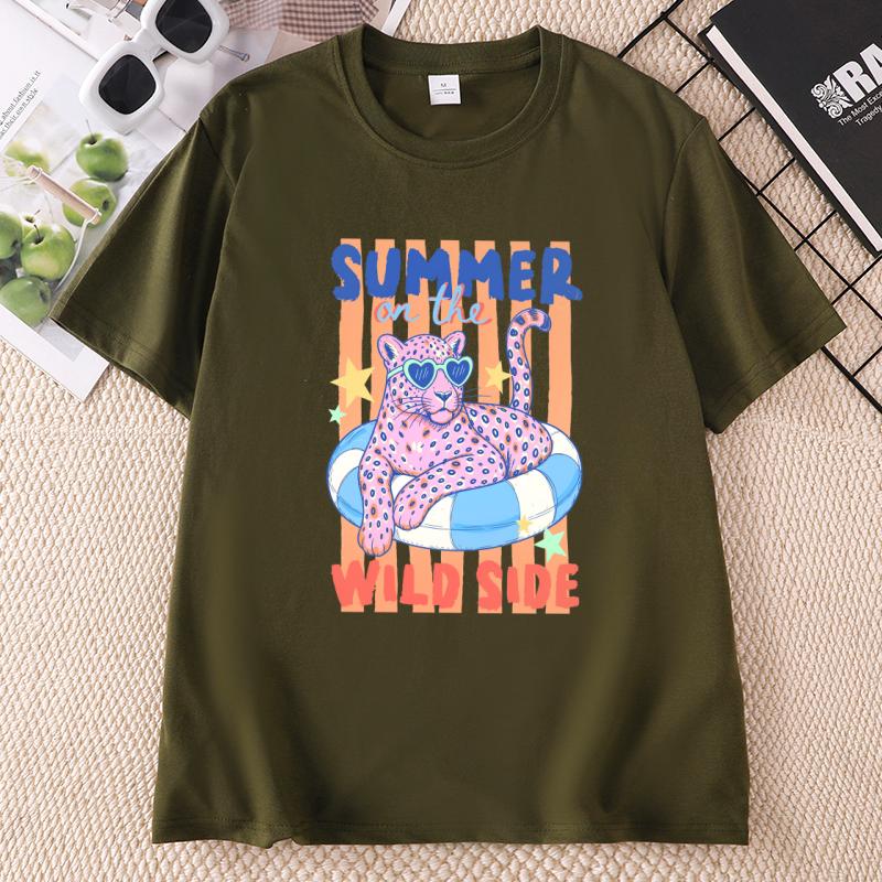 Trendy Esy Tiger Summer TShirt Summer Animal Short Sleeve T Shirt Trendy Round Neck Beach Lover Tee Unisex Clothes