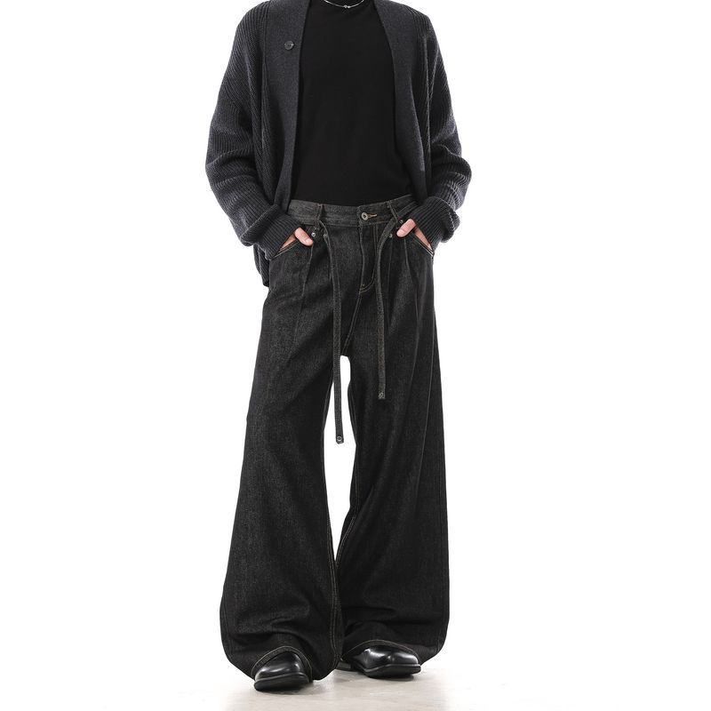 Dream Made American-Style Raw Denim Vintage Jeans for Men, Autumn and Winter Straight-Leg Wide-Leg Scimitar Pants