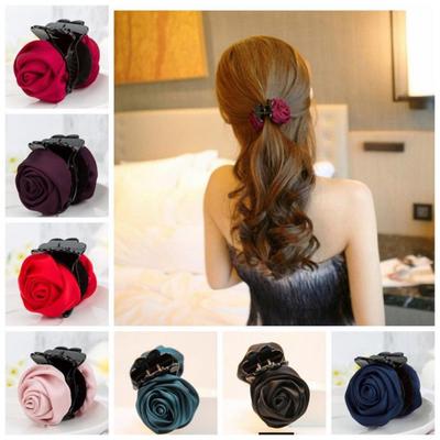 Grampos de garras de cabelo de flor rosa acessórios femininos meninas suporte de rabo de cavalo