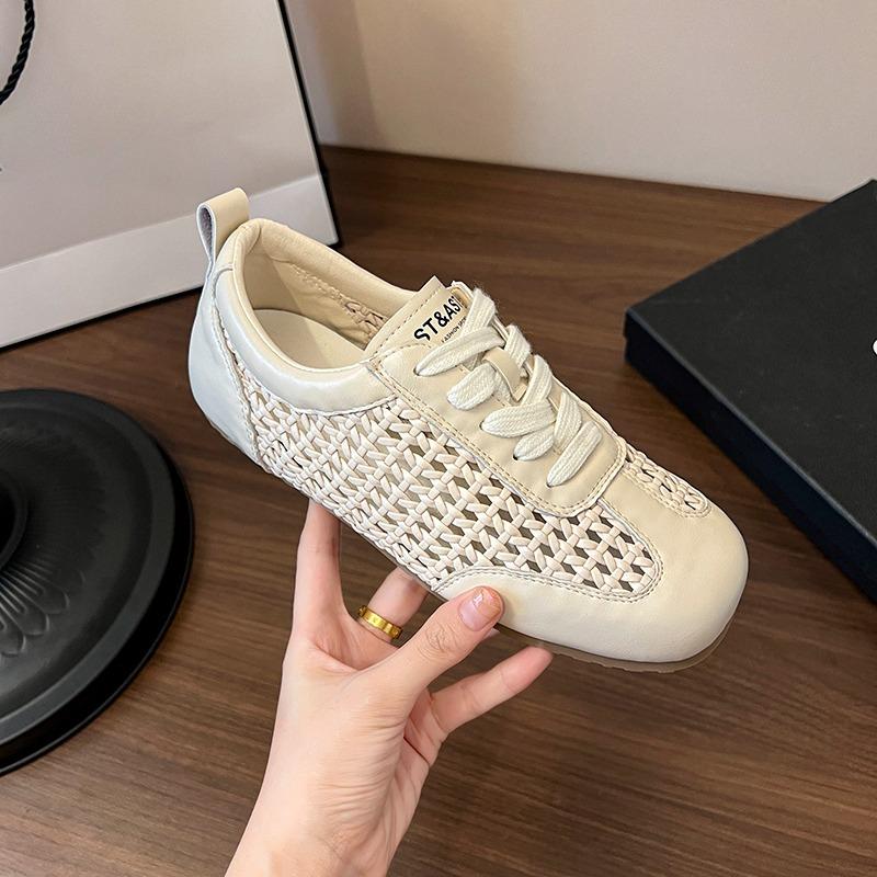 Fashion Summer New Retro Mesh Breathable Woven Hollow Forrest Gump Shoes Women's Sports and Leisure Moral Training Shoes Wear Outside