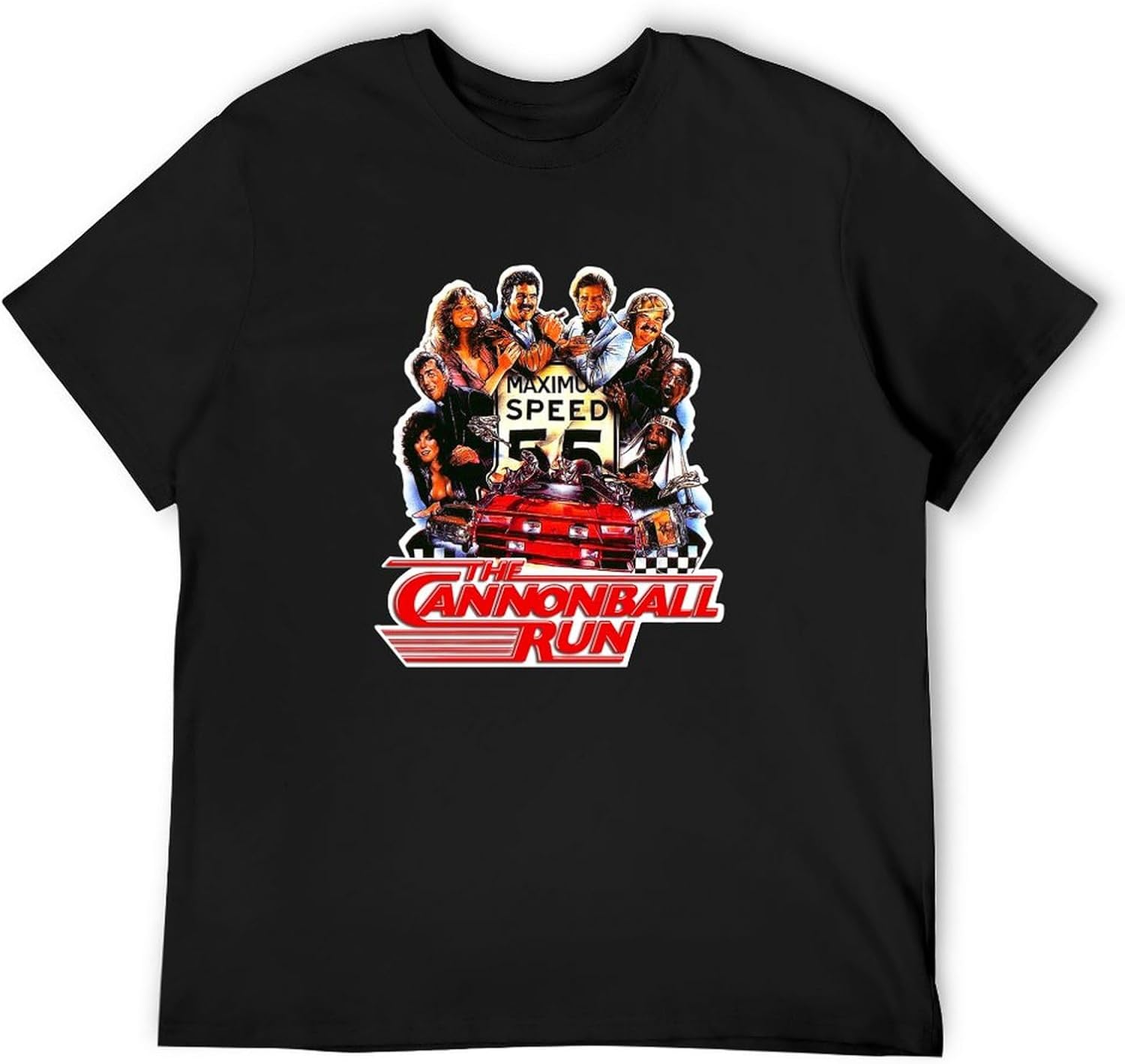 Mens T-Shirt Cannonball Run, Retro, 1980S, Movie, Comedy, Burt Reynolds, Race, Movie Short Sleeve Crewneck Tee XS