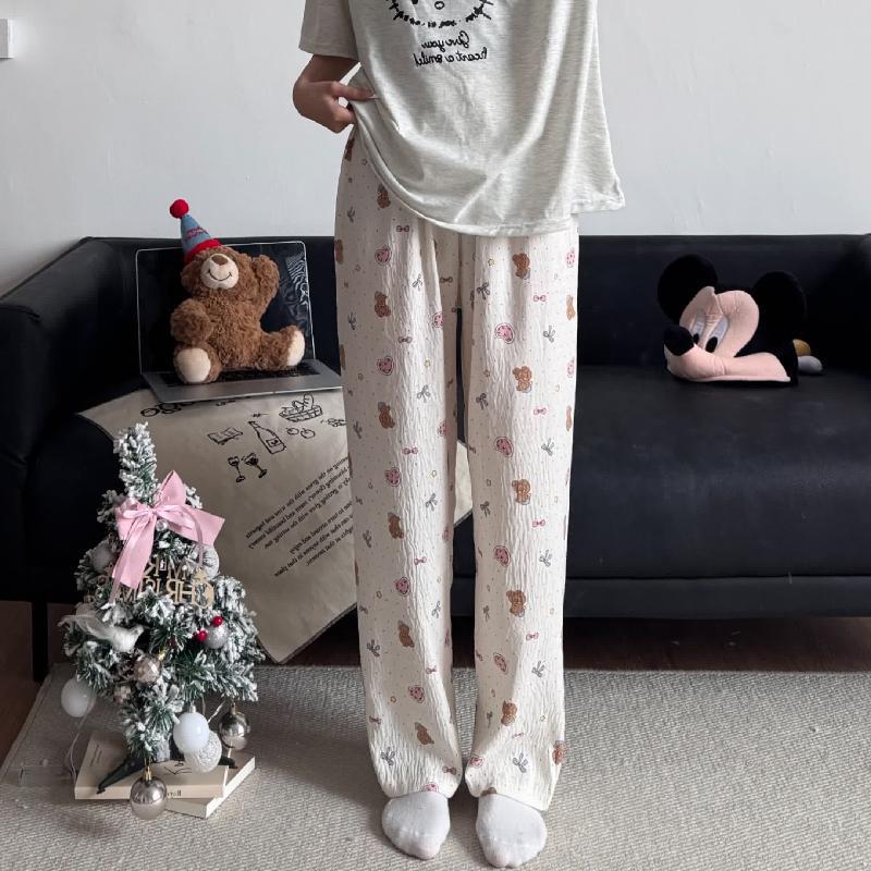 Women's Cloud Cotton Lapel Pajama Pants: Lightweight, Loose-Fit for Home or Outdoor Wear