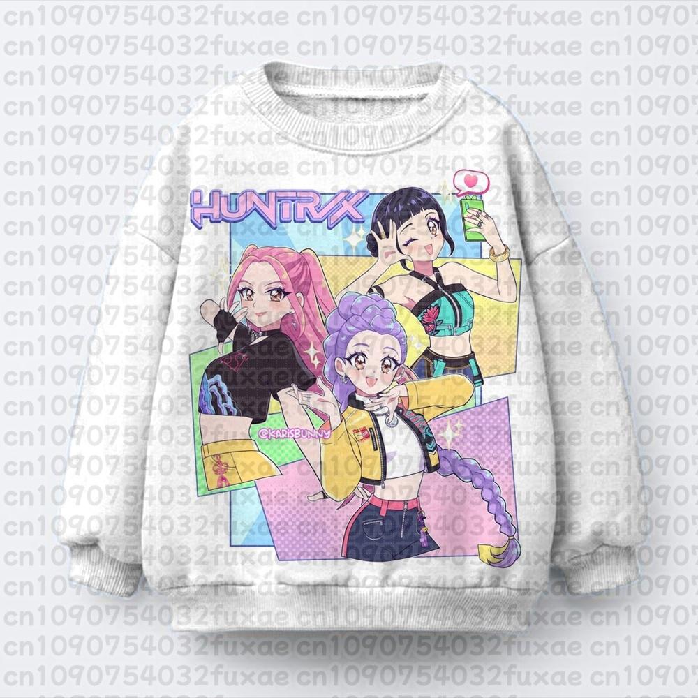 Kpop Demon Hunters Huntrix Print Sweatshirt For Children Autumn Winter Long Sleeve Pullover Casual Oversiezed Kids/Adult Tops