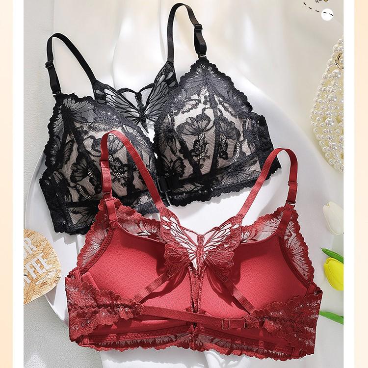 2026 Zodiac Wedding Red Lingerie Set: Butterfly Back Push-up Bra for Small Busts
