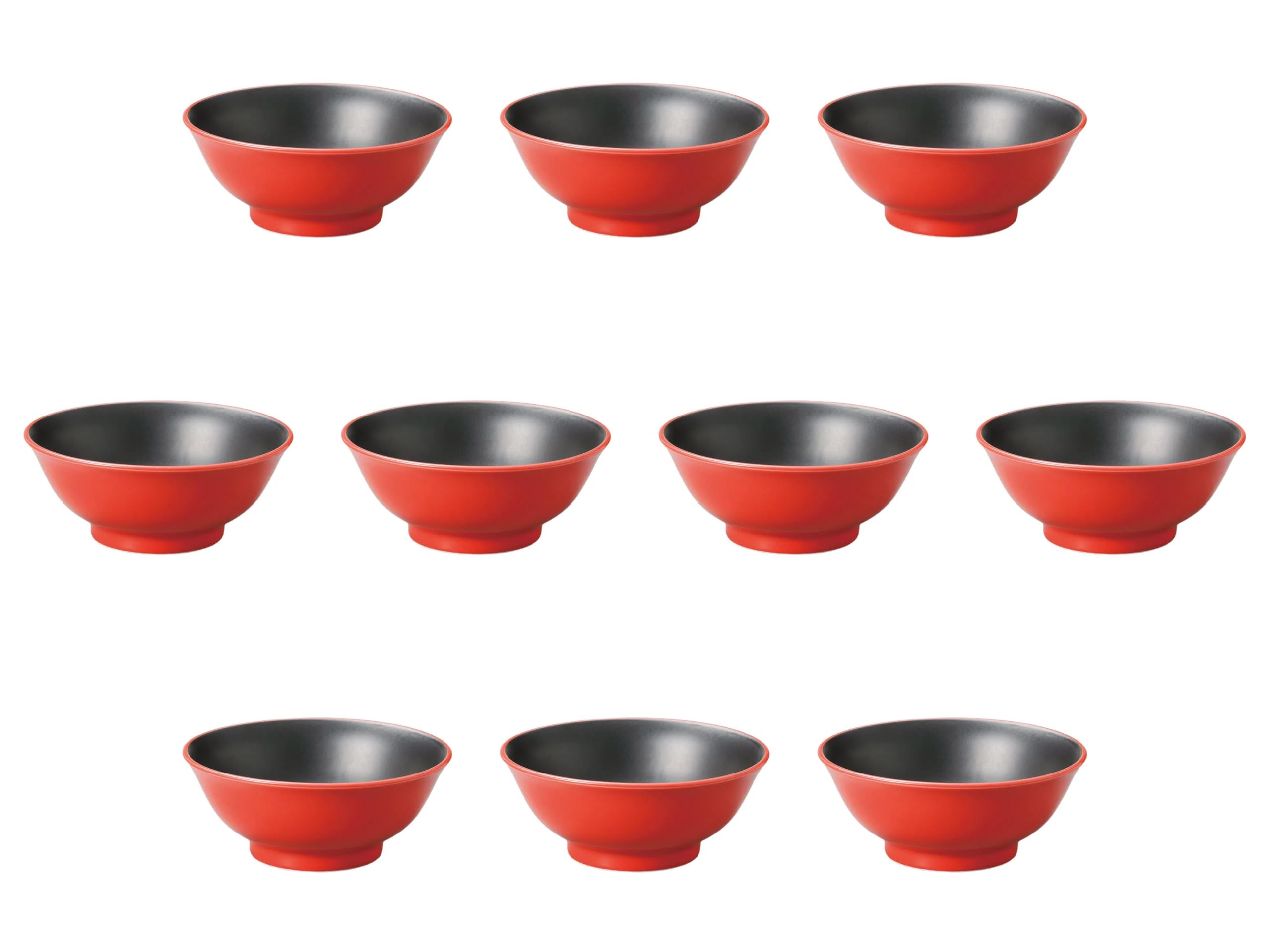 

Set of 10 Red and Black Bowls x Ramen Bowls by Setomonohonpo High-Based 6.5cm [20 8.5cm]
