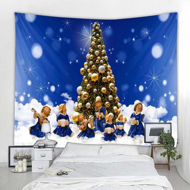 Weihnachtsdekoration, Wandteppich, Weihnachtsmann, Schneeszene, Wandbehang, Hippie-Fantasieszene, Hintergrund, Stoff, Böhmen, Heimdekoration