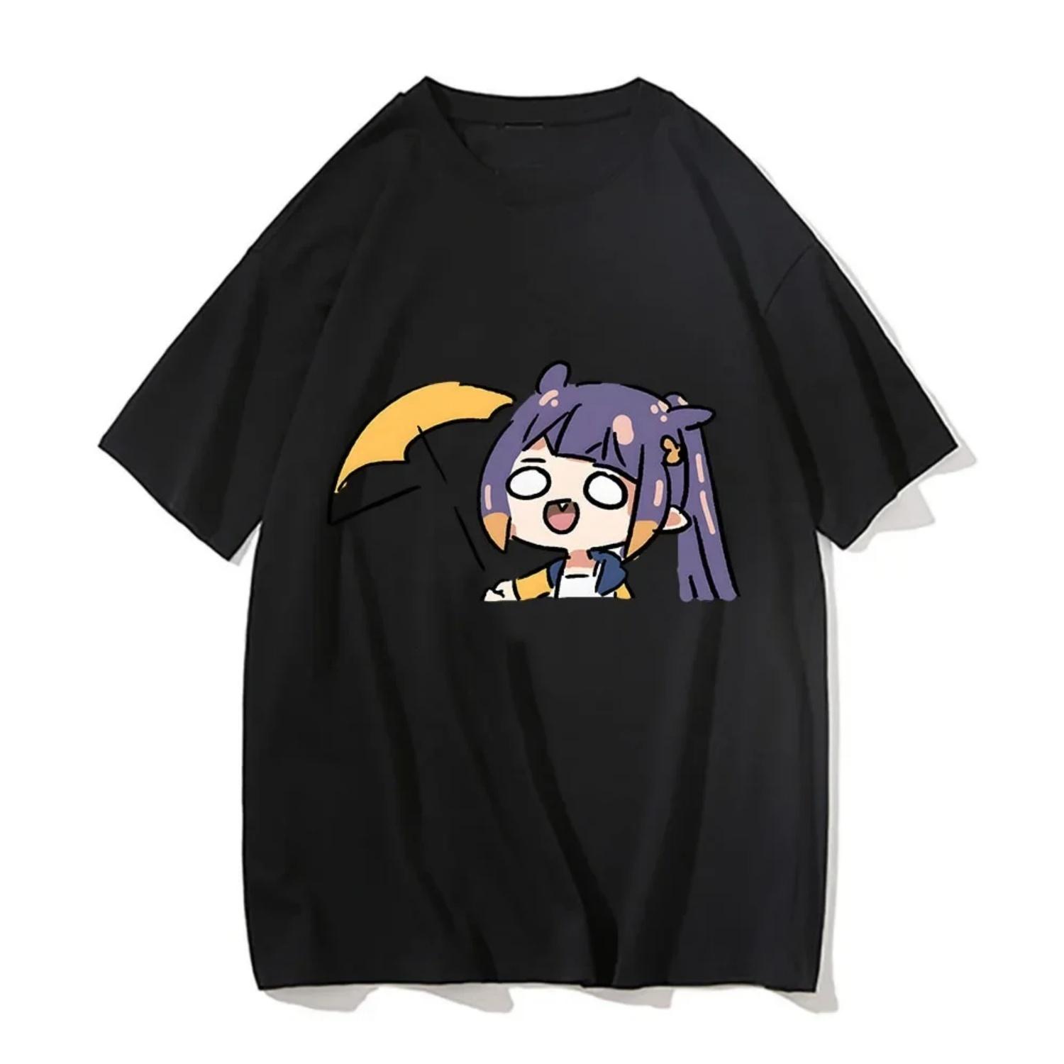 

Футболка Ninomae Inanis Tako 100% Хлопок Унисекс Харадзюку ga Tees Кавайная Аниме Одежда Летние Оверсайз Футболки с Круглым Вырезом S чёрный