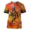 Summer Round Neck 3D Firefighter Print Top Fashionable Casual Short Sleeved Men's T-shirts