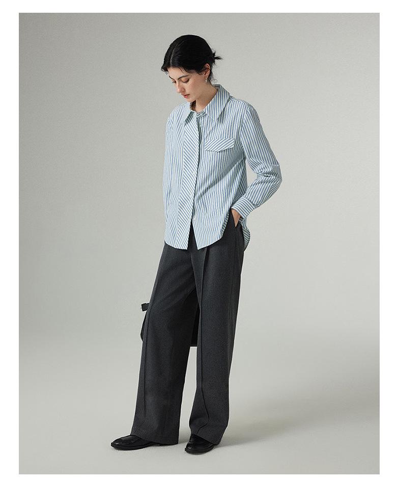 **2026 Neues Französisches Design Streifen Slimming Langarmhemd für Damen - Vielseitiges Oberteil für den Arbeitsweg**