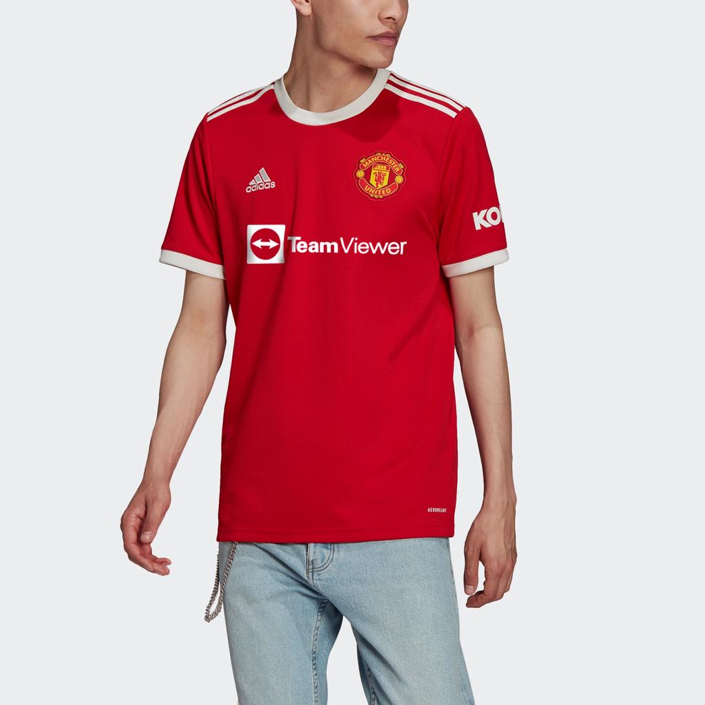Herr adidas 21-22 Säsong Manchester United Hemma Fläktutgåva Sport Kortärmad Röd Tröja H31447