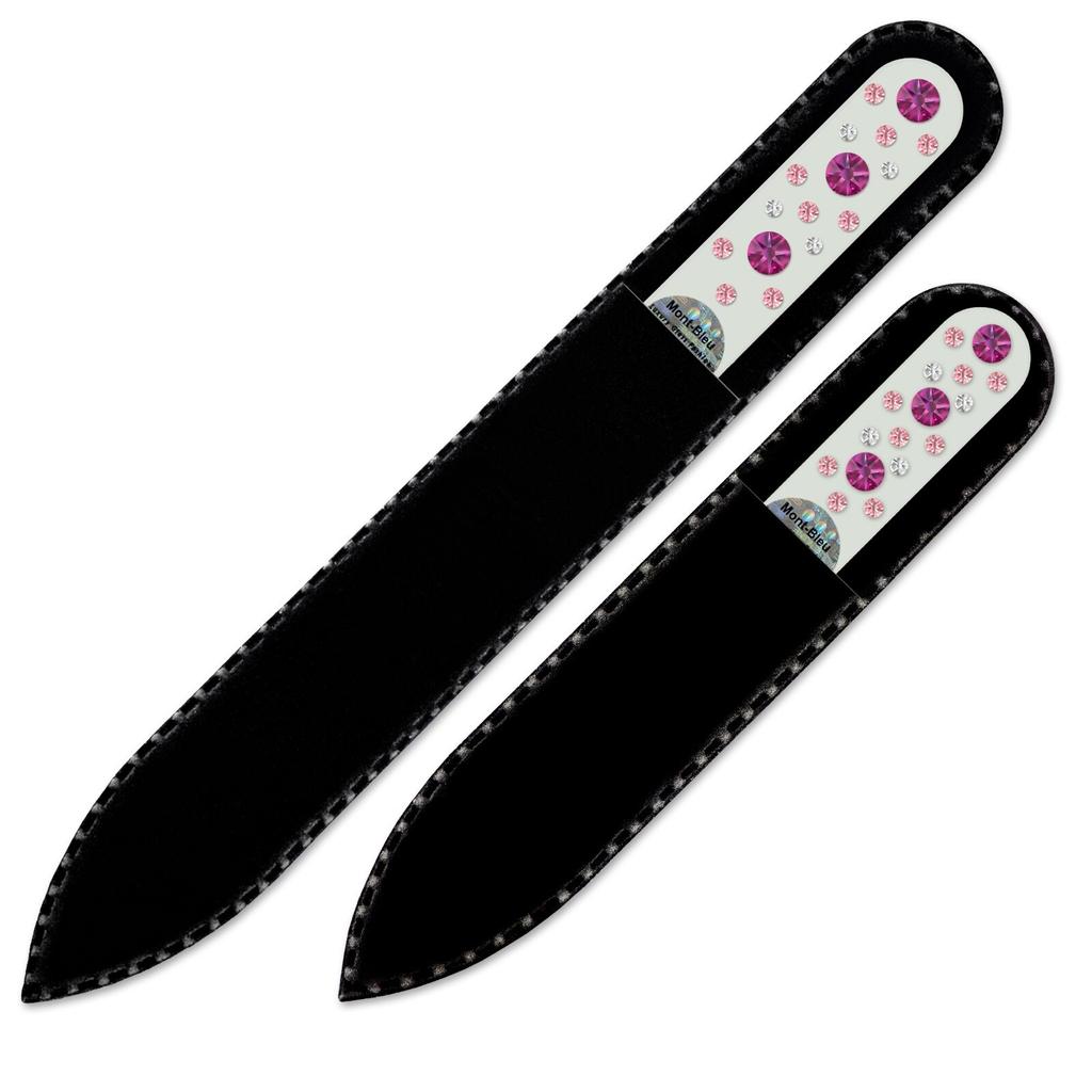 Set of 2 White Glass Nail Files with Crystals CNW-MS