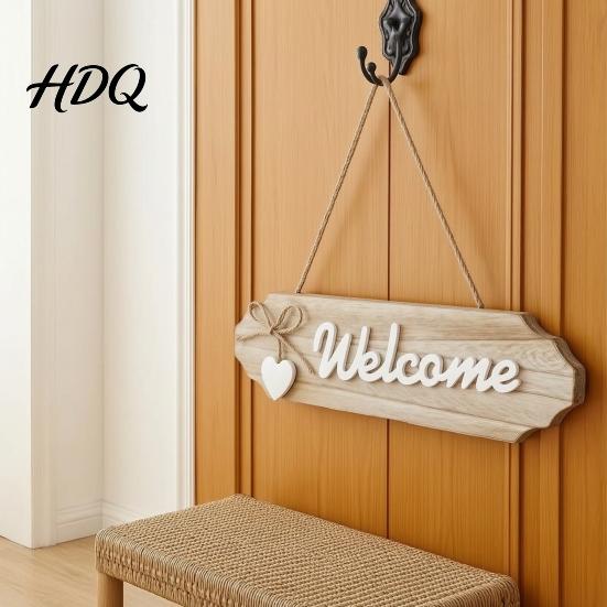 Weatherproof Entrance Sign Front Door Welcome Sign Pastoral Style Wall Decoration Rustic Wooden Housewarming Gifts for New Home Hanging Ornament