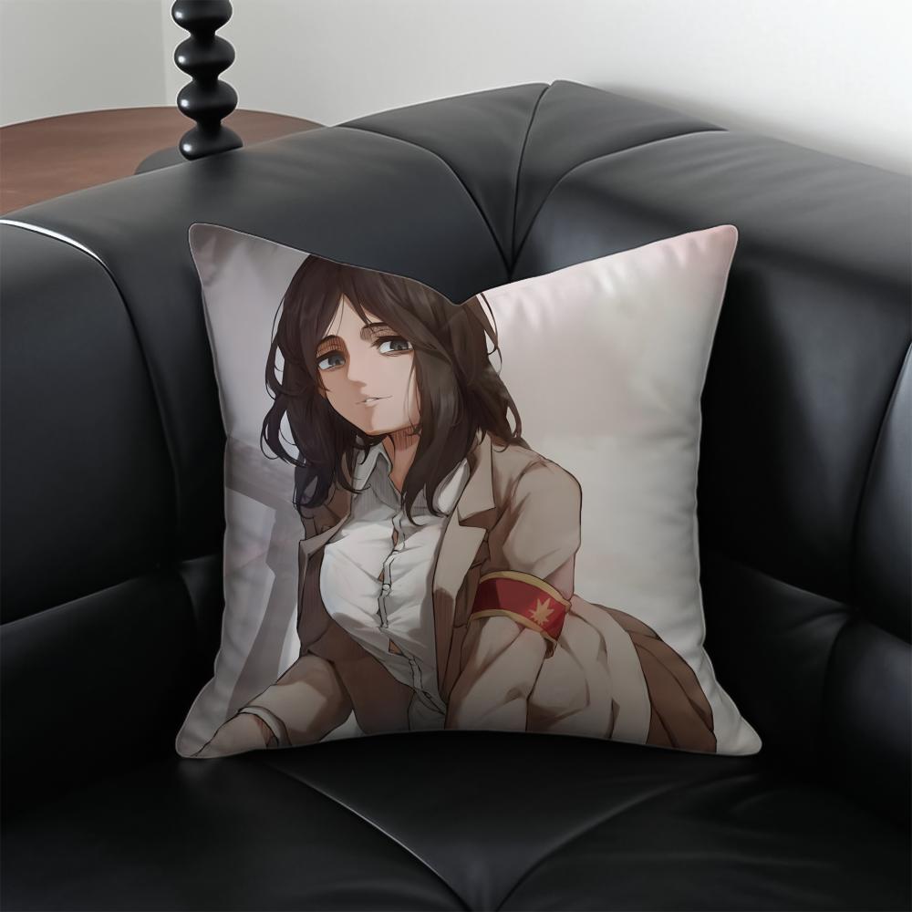 Anime Epic AAttack on TTitan Cushion Cover Pillow Case Antidustmite Invisible zipper silky short plush Sofa cushion