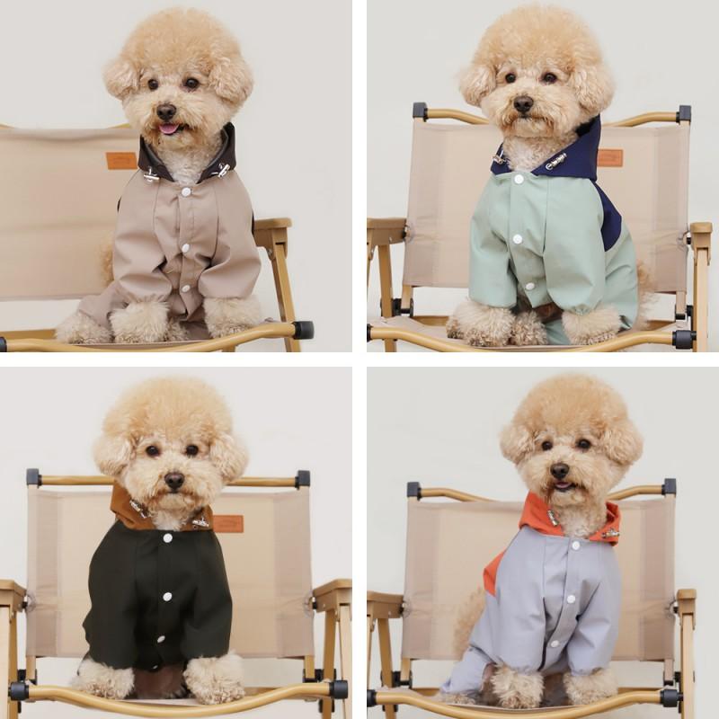 Waterproof Pet Raincoat Small To Medium Dogs Four-Legged All-Weather Outdoor Coat In Classic British Style