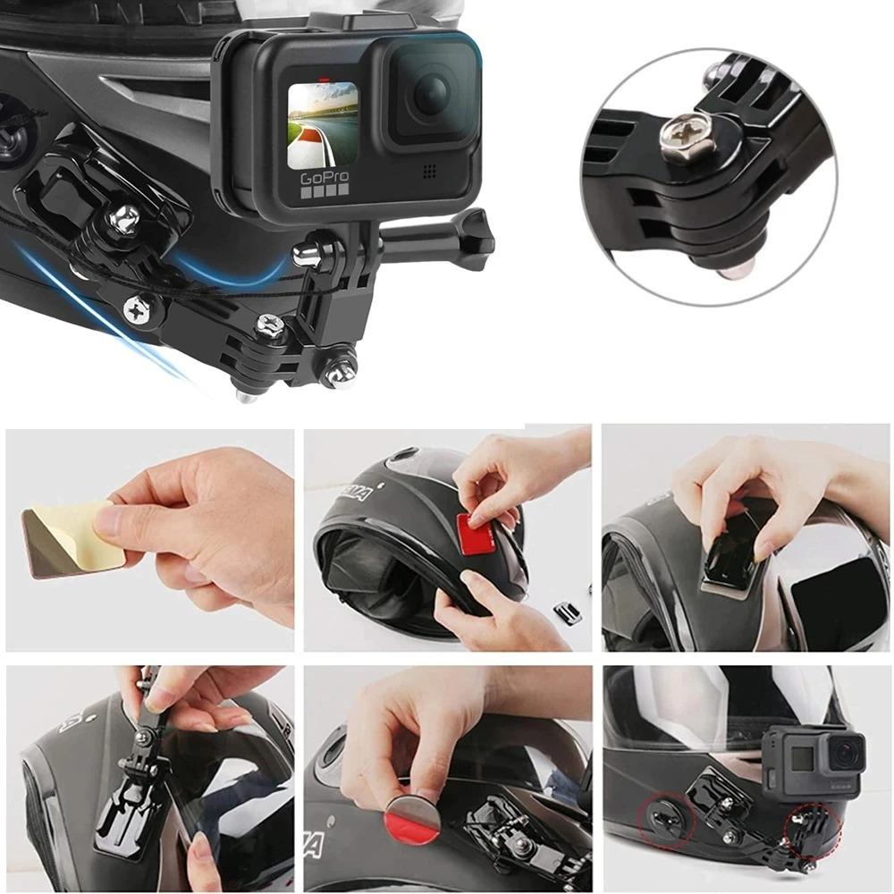 Motorcycle Helmet Mount For Gopro Hero 13 12 11 10 Yi Osmo Action Sports Camera Mount Full Face Holder Accessories Strap