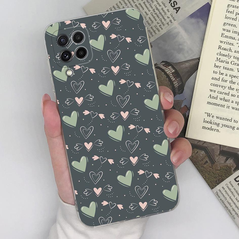 Phone Case For Samsung Galaxy A22 4G 5G Cover Silicone Transparent Fashion Love Heart Butterfly Protective For Samsung A 22 Capa