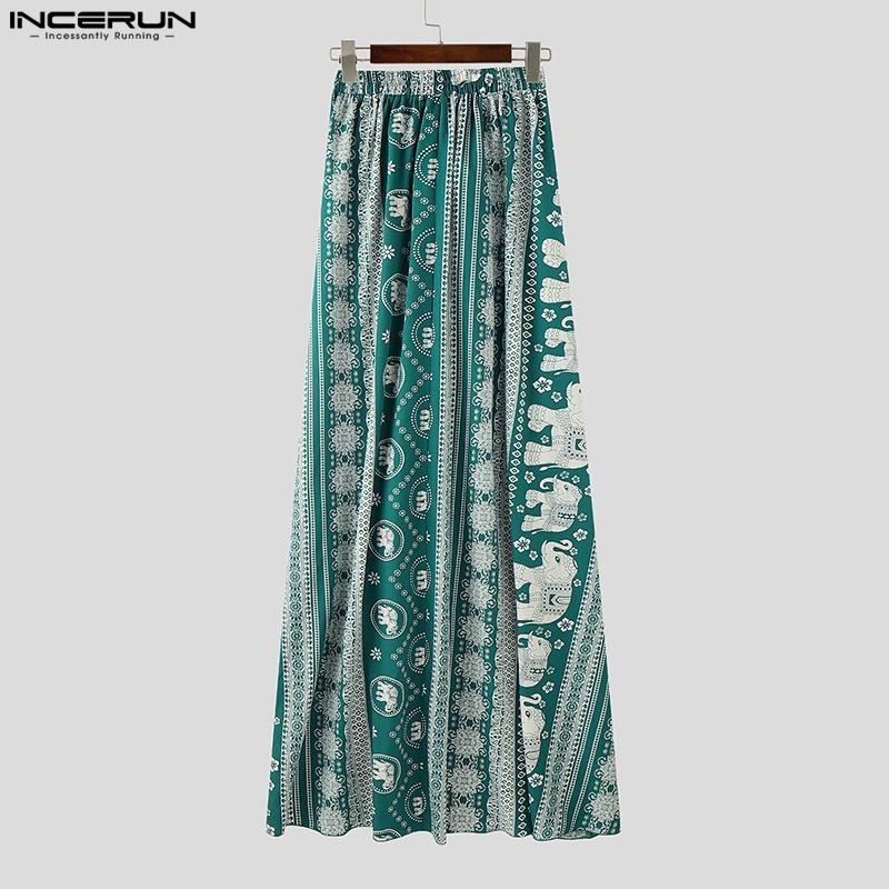 INCERUN Fuste lungi de vacanță pentru bărbați, cu talie înfășurată, cu volane, Bohemia
