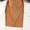 Stainless Steel Turkey Blue Evil Eye Necklace for Women Boho Ethnic Geometric Round Eyes Charm Clavicle Choker Party Jewelry