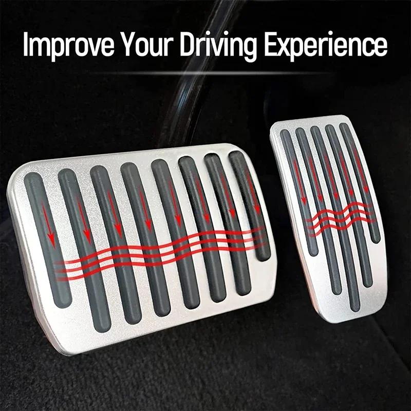 Futhope Car Foot Pedal Pads Covers For Tesla Model 3 Y Highland 2025-2025 Litchi Grain Anti Slip Accelerator Brake Rest Pedal