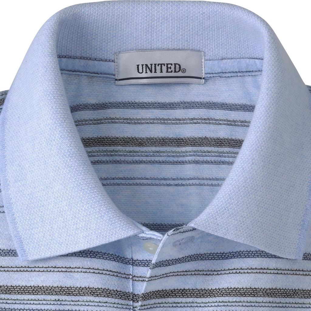 Langarm-Polo in Birnenstruktur Walking [UNITED] Herrenhemd, Japan, Streifen, Waschbar, Frühling/Sommer, (L, Blau)