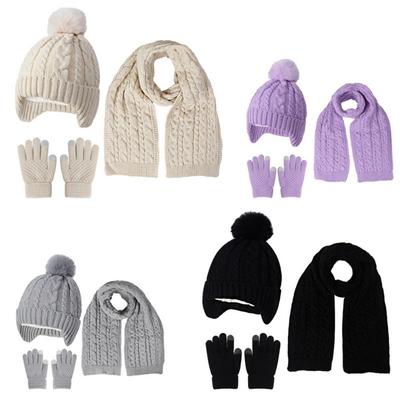 New Winter Hat Scarf Gloves Set 3-10Y Warm Toddler Bonnet Windproof Thicken Neck Warmer Children's Outdoor