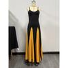 Elegantes, modisches und sexy Club-Trend-Off-Shoulder-Patchwork-Maxikleid mit Trägern, Damen-Abendkleid