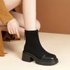 High-heeled Martin Boots Women's Autumn and Winter New Thick-soled Heightening Short Boots Thick-heeled Elastic Thin Boots