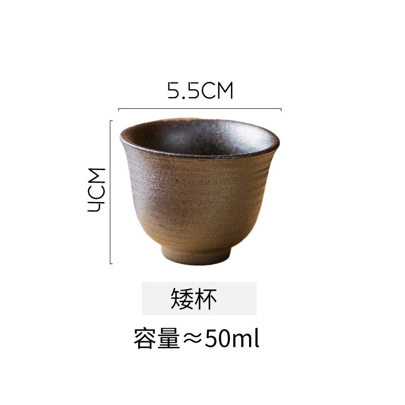 Retro coarse pottery tea cup Kung Fu tea set tea room Chinese tea cup tea cup handmade threaded master cup ceramic cup  200ml