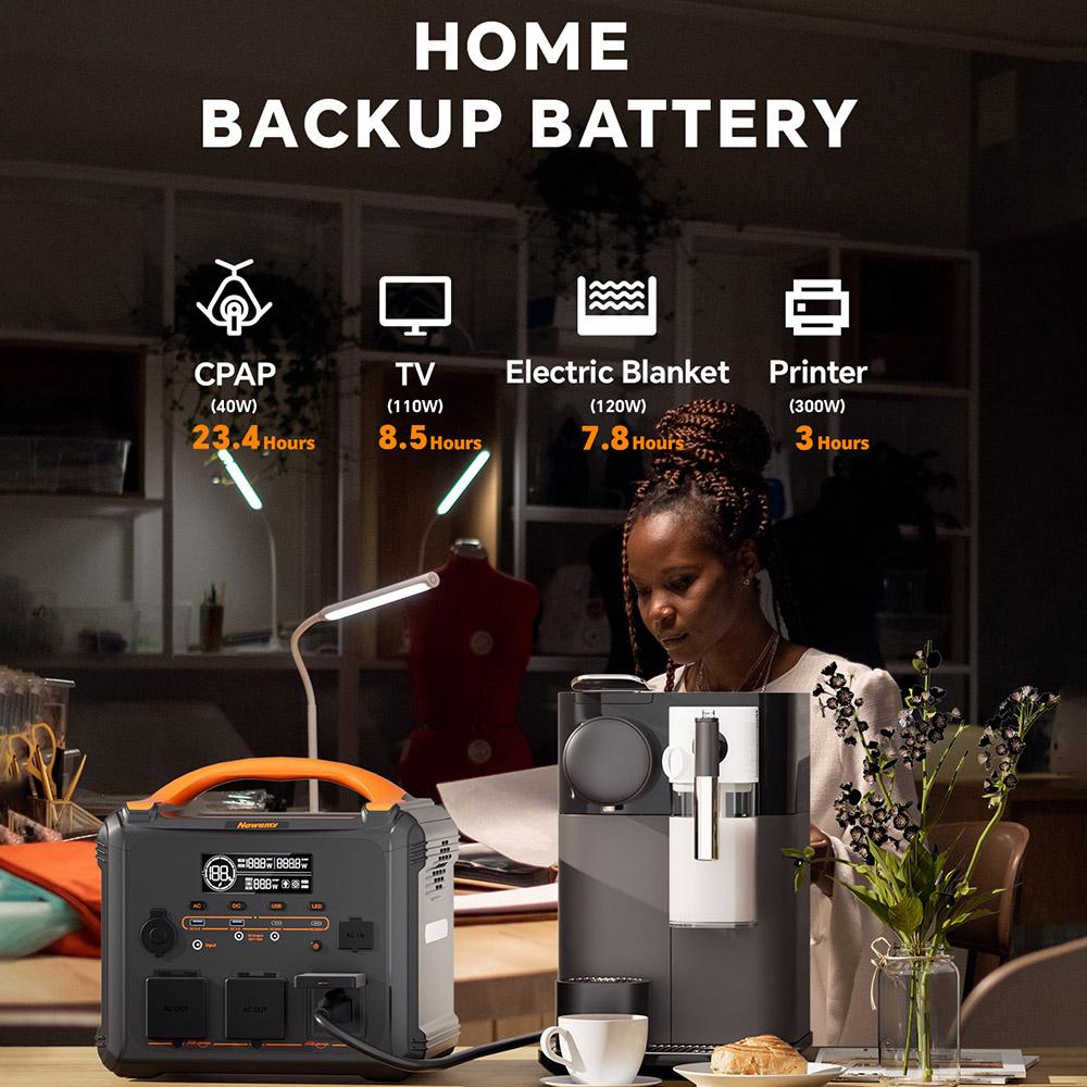 NEWSMY S1210 1200W 1102.5Wh Portable Power Station, LiFeMnPo4 Battery, 1.2 Hours Quick Charge, PD100W Output