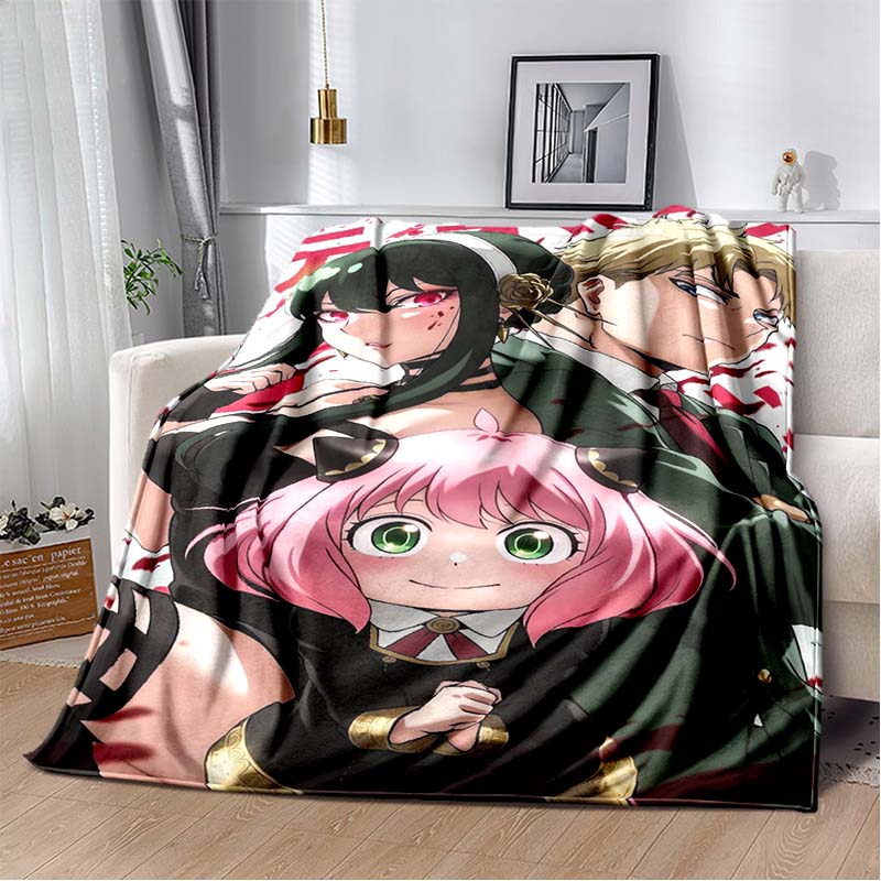 Spy x family cartoon and anime Print Flannel Blanket Ultra Soft Warm Throw For Bedroom Living Room Indoor Home Holiday Gift