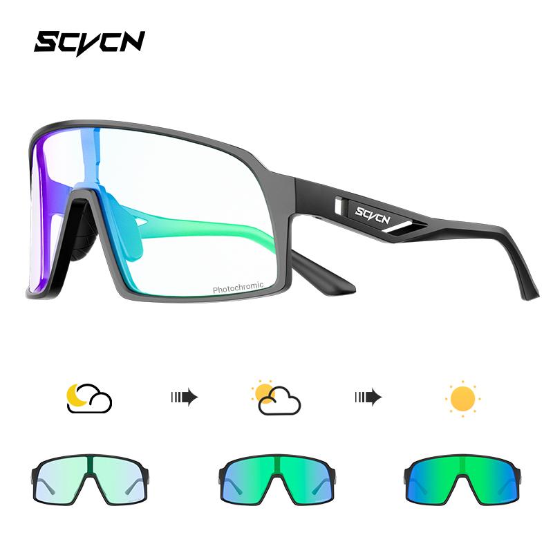 SCVCN Photochrome Radsportbrille Sportsonnenbrille für Herren MTB Fahrrad Brillen für Damen Mode Schutzbrille Schlittschuhbrille