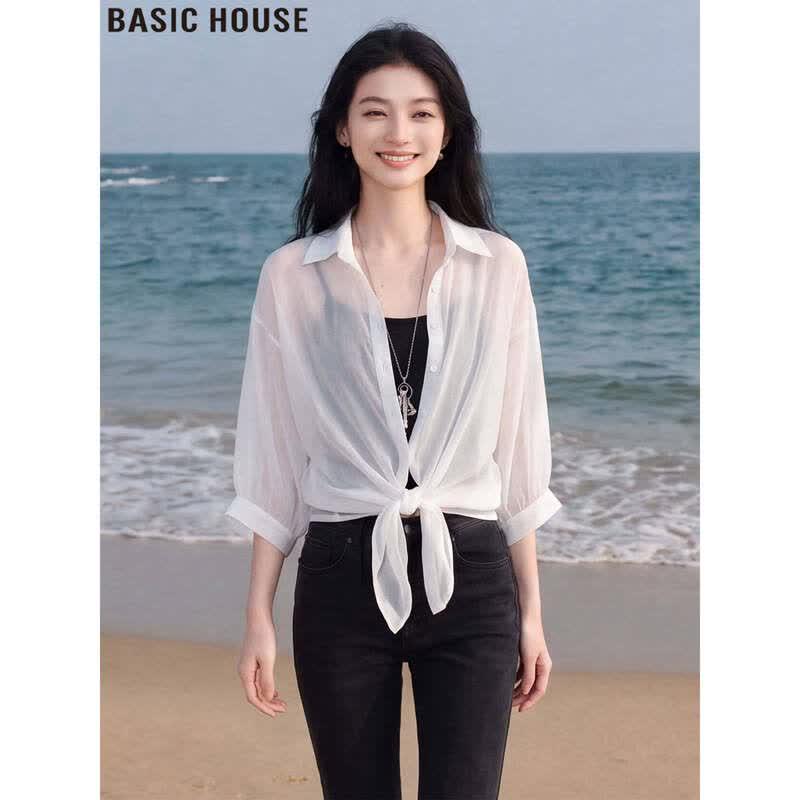 Basic House Women's Thin Breathable 3/4 Sleeve Shirt