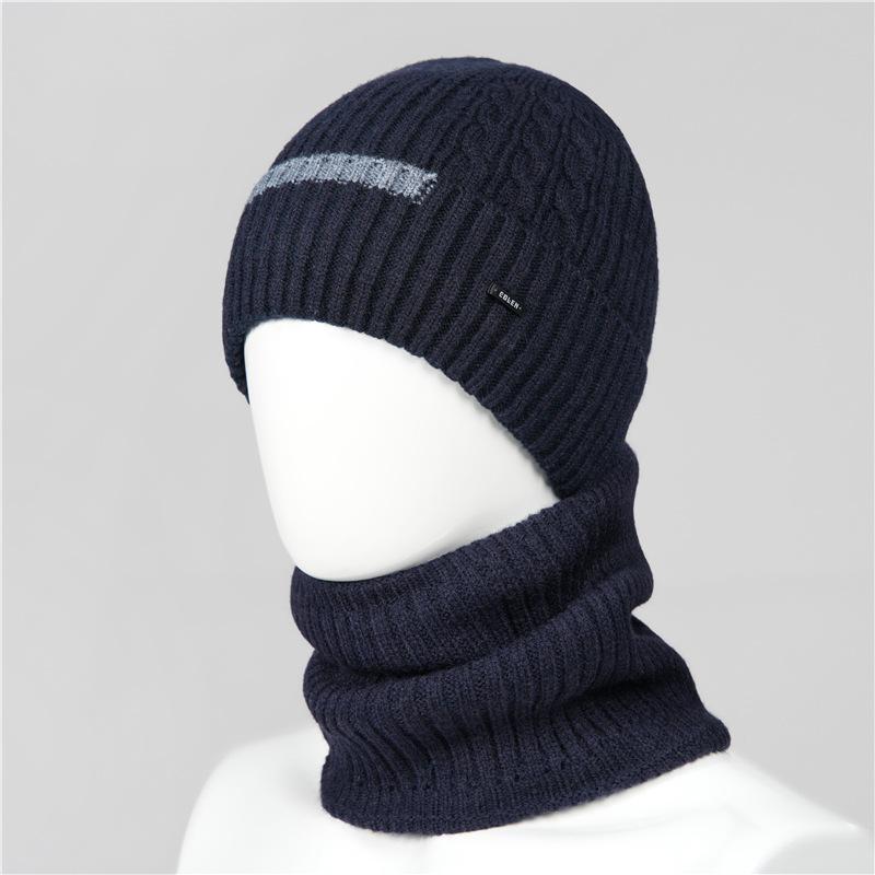 Wool Hat Men's Winter Warm and Cold-proof Fleece Headgear Fleece Thick Cotton Winter Knitted Hat