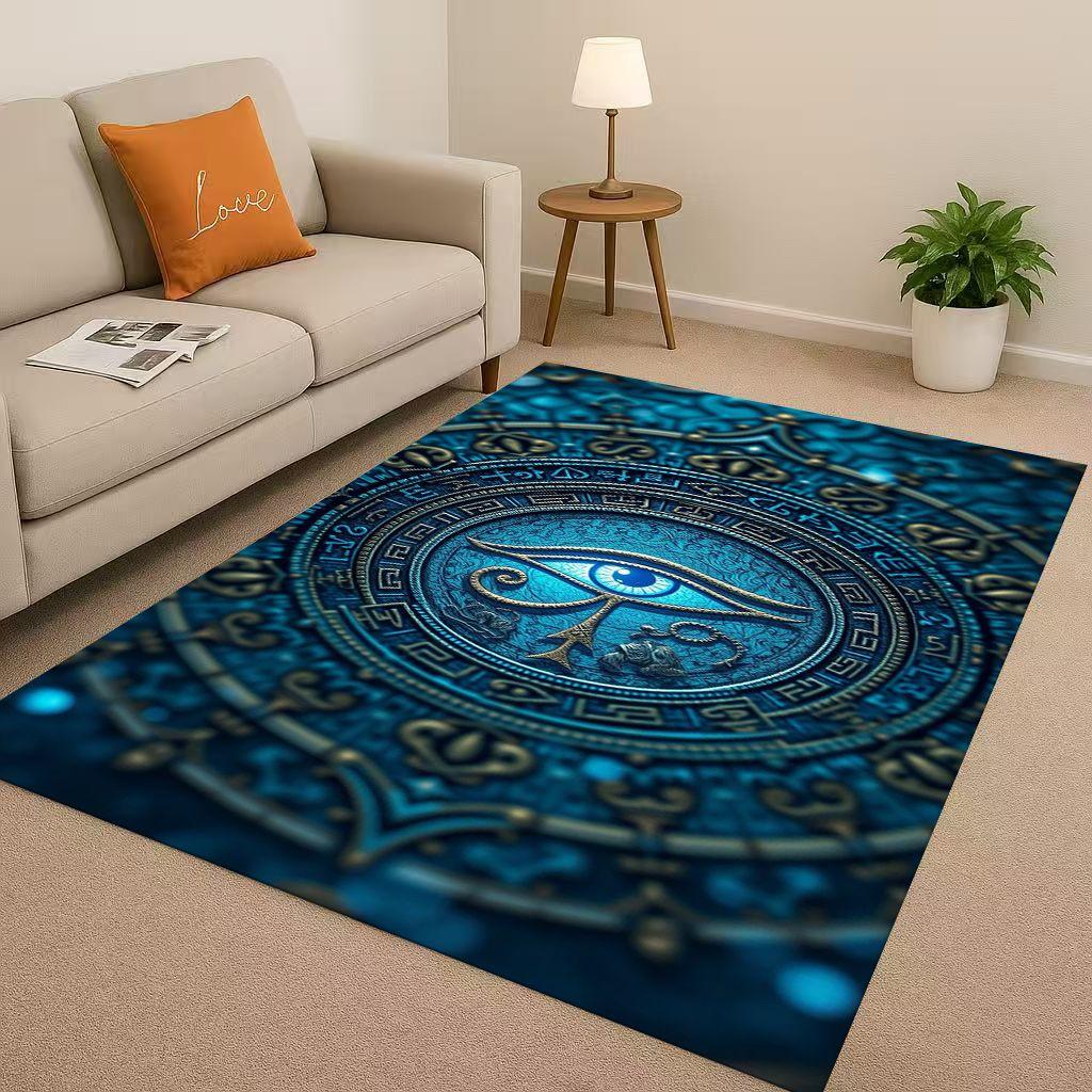 Retro Ancient Egypt Pictographic Eye of Horus Living Room Non-Slip Area Rug Carpet for Bedroom Sofa ,Easy Clean Home Doormat