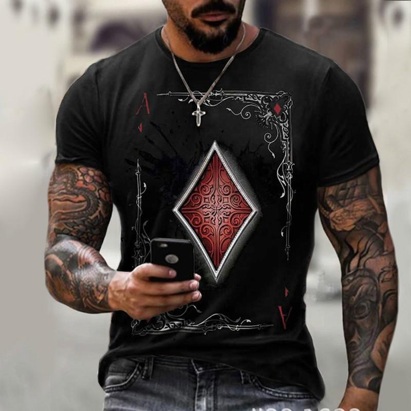 Mens Streetwear 3D Digital Print Graphic Tee Loose Fit Casual Short Sleeve T-Shirt Youth Fashion
