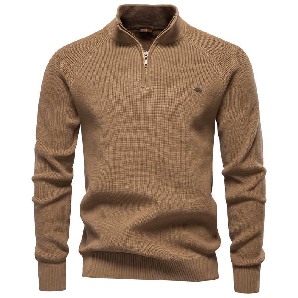 New Autumn Cotton Zipper Cardigans for Men Fashion Casual Social Men Sweaters High Collar Warm Winter Knitted Sweater Men