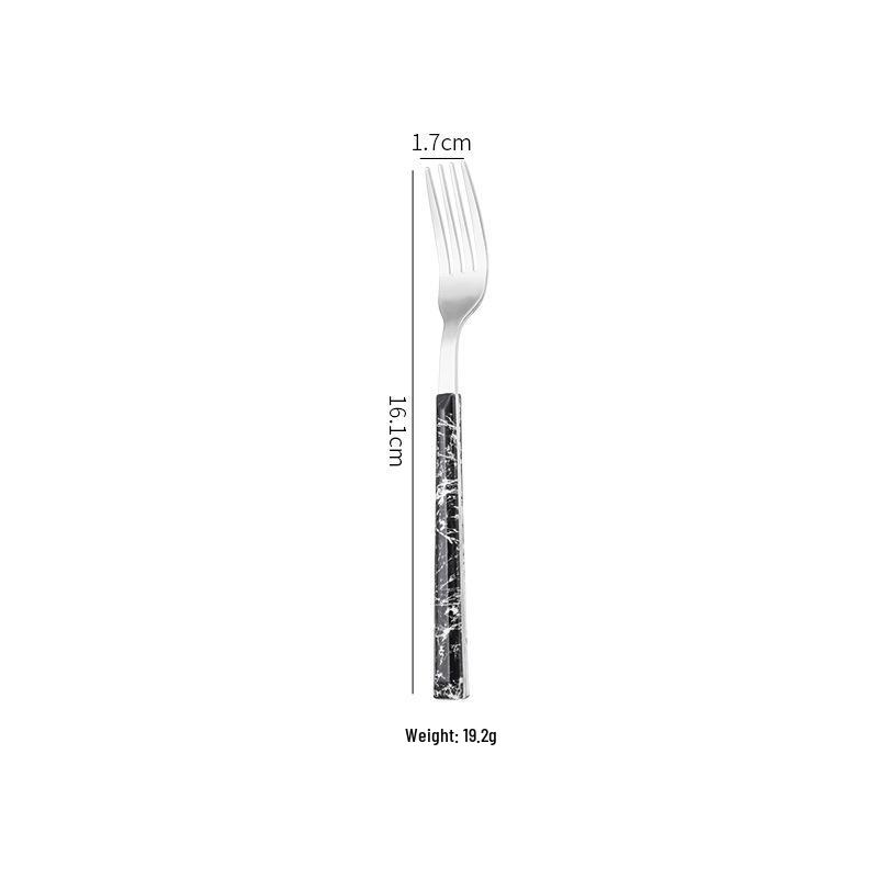 Korean Style 430 Stainless Steel Tableware Set with Imitation Wood Grain Handles: Includes Knife, Fork, Spoon, and Chopsticks