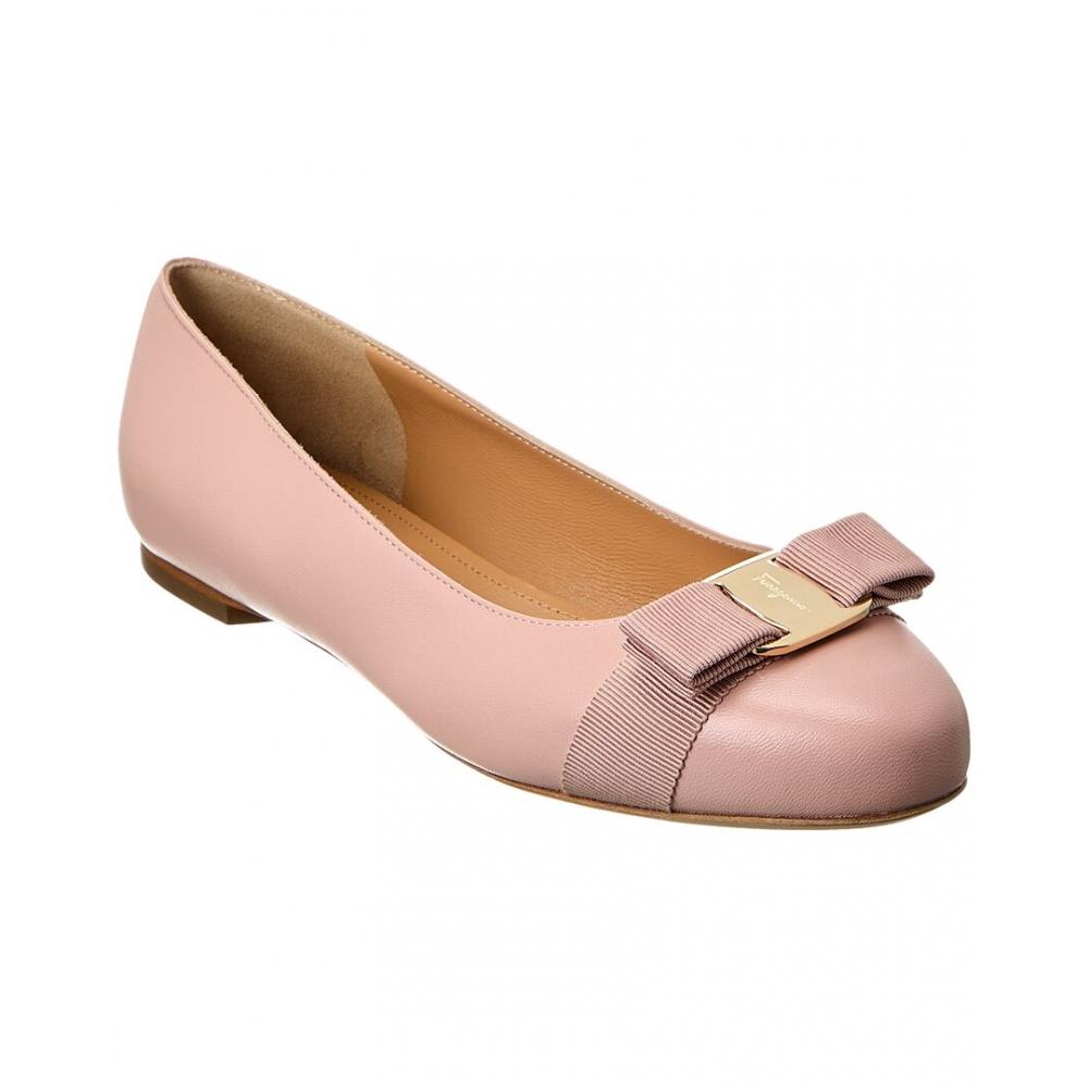 

Salvatore Ferragamo Ferragamo Varina Leather Ballet Flat Pink US 5.5/Wide