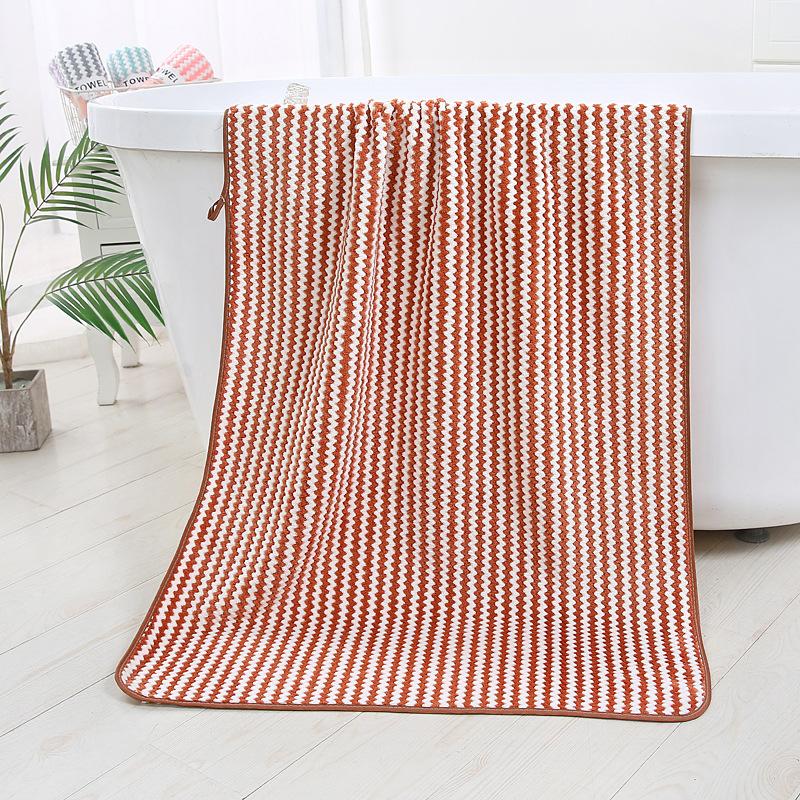 Color Bar Pineapple Grid Yang Corrugated Bath Towel Coral Fleece Absorbent Soft Bath Towel