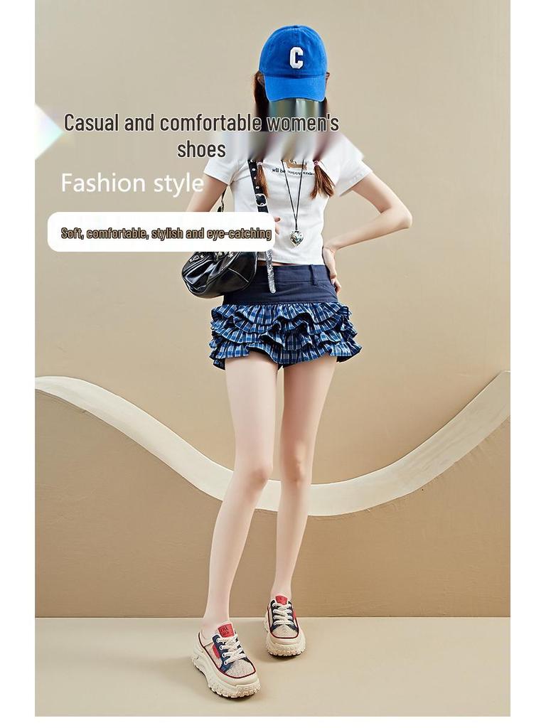 2025 Summer Women's White Canvas Height-Increasing Casual Shoes - Korean Style (HB6808-2)