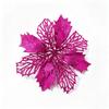 Artificial Glitter Poinsettia 6Pcs Hollow Out Xmas Decor for Christmas Tree Garland Front Door Winter Decor